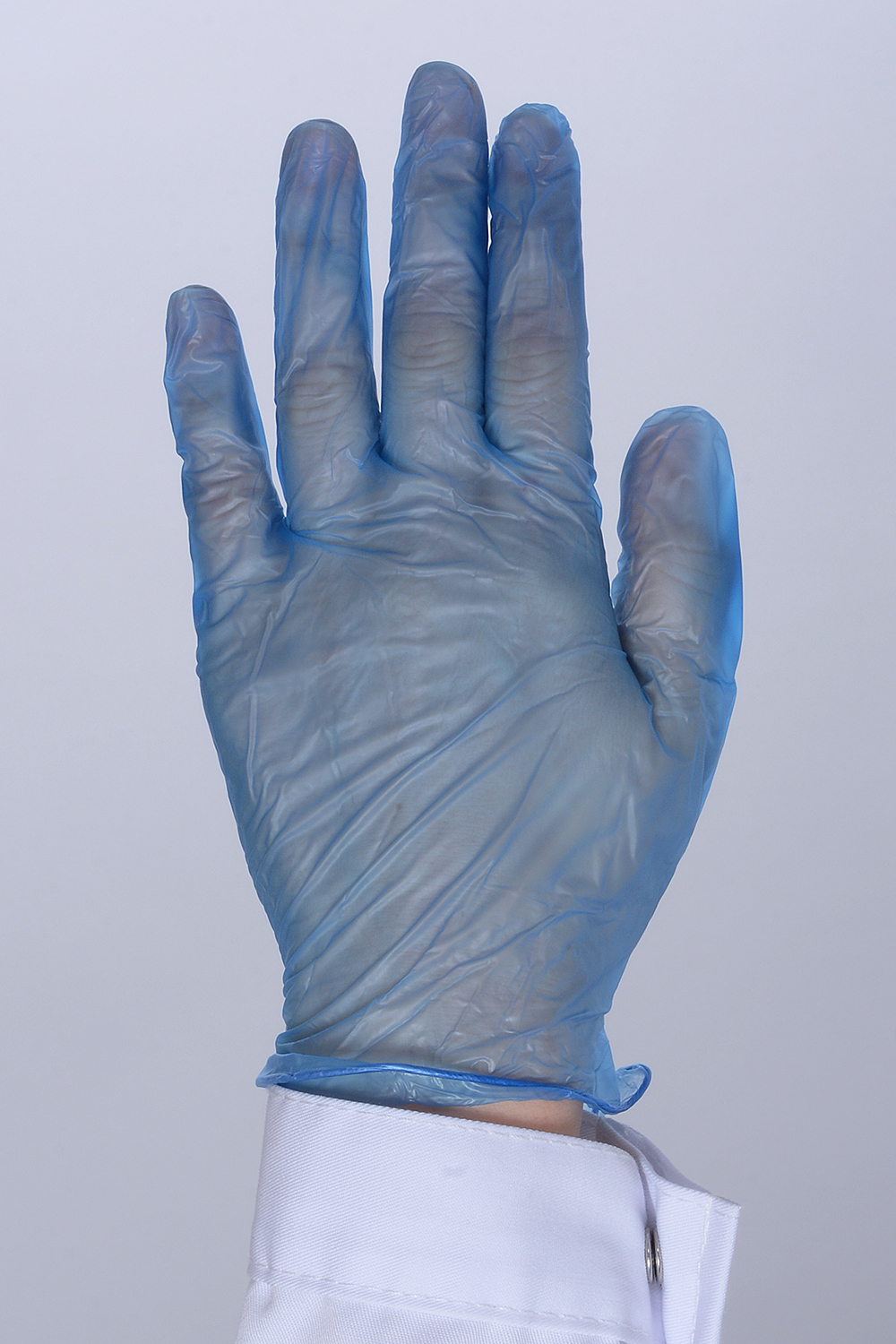 Перчатки одноразовые виниловые голубые неопудренные