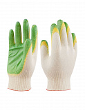Перчатки трикотажные с двойным латексным покрытием зелёно-жёлтые
